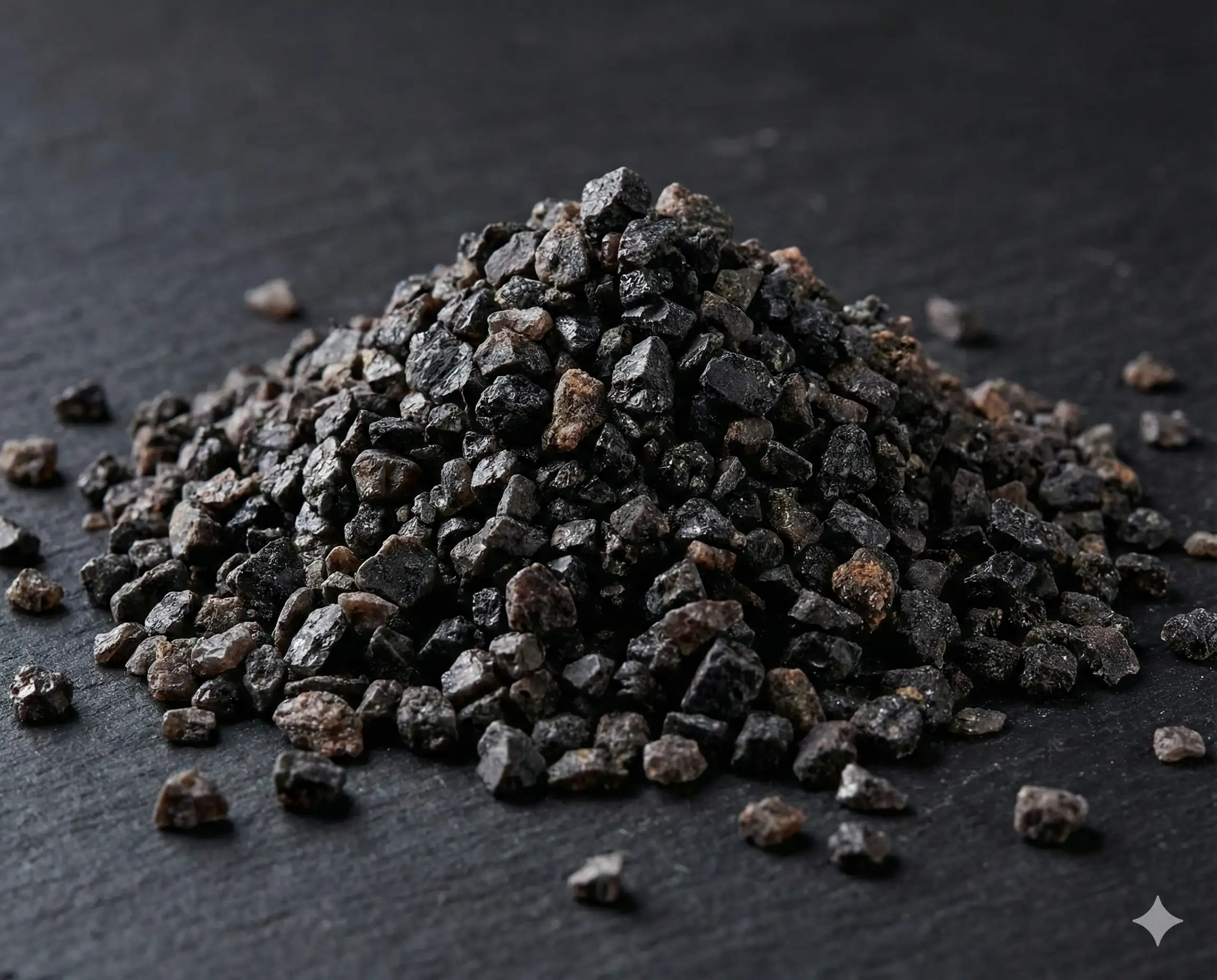 Black coarse salt crystals